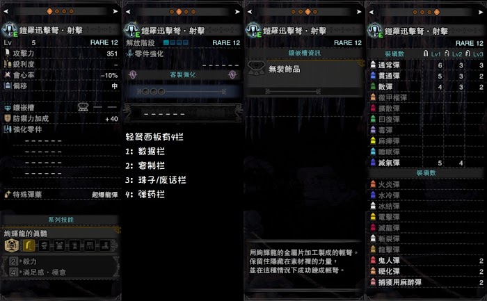 魔物獵人 世界 Iceborne 輕弩彈藥、零件與技能講解