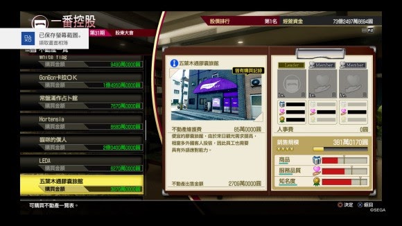 人中之龍7 光與闇的去向 全不動產價值分享