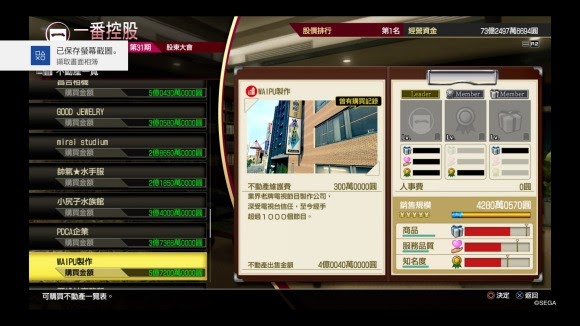 人中之龍7 光與闇的去向 全不動產價值分享