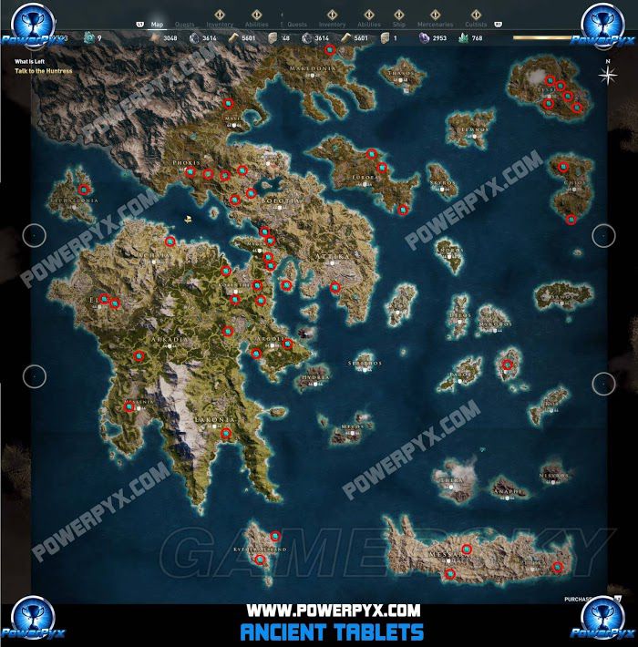 刺客教條 奧德賽 (Assassin's Creed Odyssey) 全古老刻寫板位置地圖