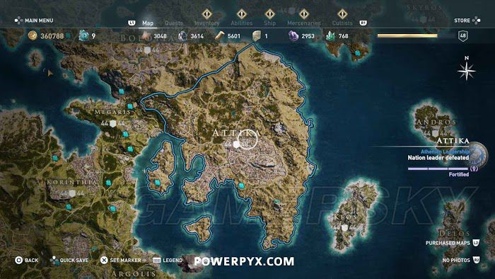 刺客教條 奧德賽 (Assassin's Creed Odyssey) 全古老刻寫板位置地圖