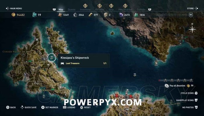 刺客教條 奧德賽 (Assassin's Creed Odyssey) 全水下地點位置地圖