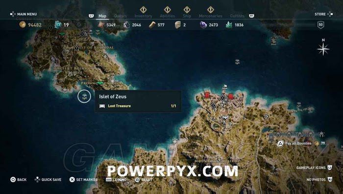 刺客教條 奧德賽 (Assassin's Creed Odyssey) 全水下地點位置地圖