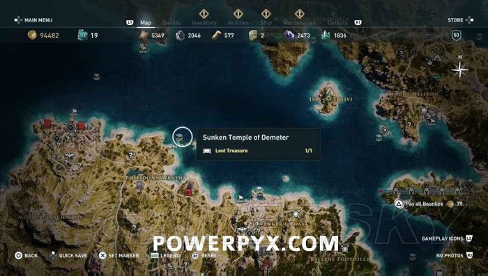 刺客教條 奧德賽 (Assassin's Creed Odyssey) 全水下地點位置地圖