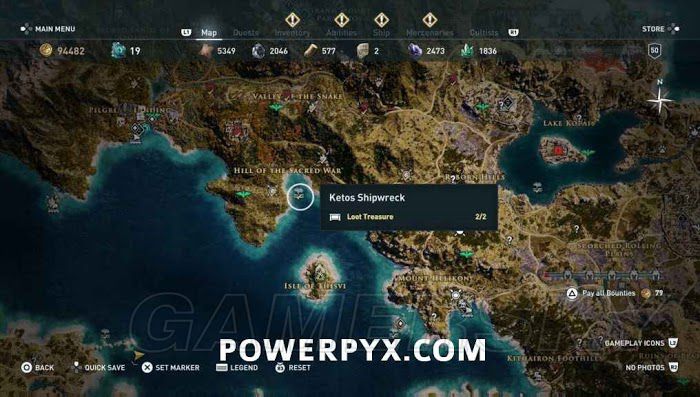 刺客教條 奧德賽 (Assassin's Creed Odyssey) 全水下地點位置地圖
