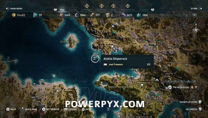 刺客教條 奧德賽 (Assassin's Creed Odyssey) 全水下地點位置地圖
