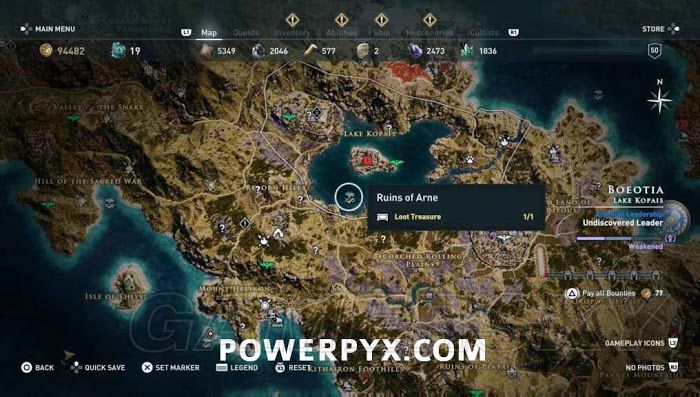 刺客教條 奧德賽 (Assassin's Creed Odyssey) 全水下地點位置地圖