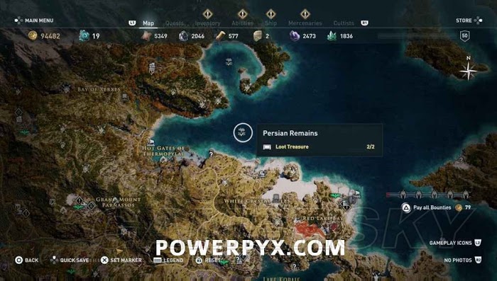 刺客教條 奧德賽 (Assassin's Creed Odyssey) 全水下地點位置地圖