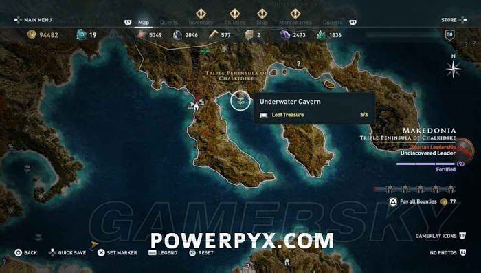 刺客教條 奧德賽 (Assassin's Creed Odyssey) 全水下地點位置地圖
