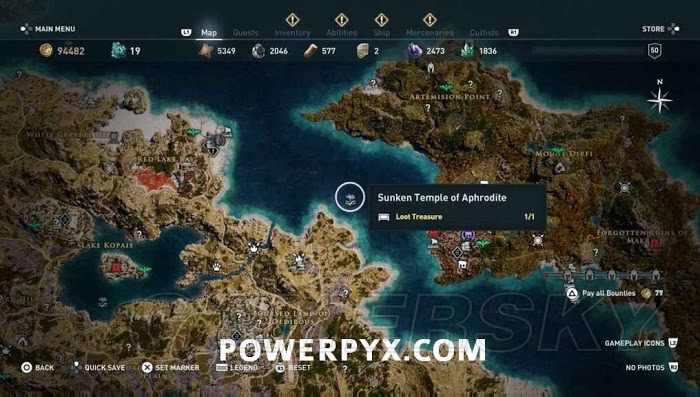 刺客教條 奧德賽 (Assassin's Creed Odyssey) 全水下地點位置地圖