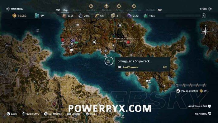 刺客教條 奧德賽 (Assassin's Creed Odyssey) 全水下地點位置地圖