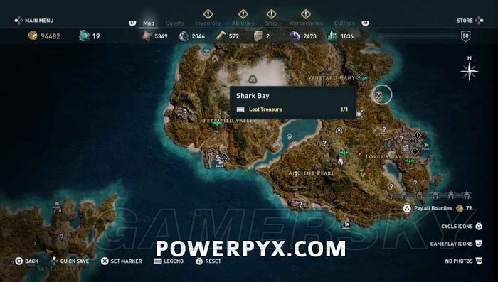 刺客教條 奧德賽 (Assassin's Creed Odyssey) 全水下地點位置地圖