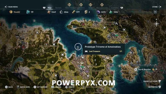 刺客教條 奧德賽 (Assassin's Creed Odyssey) 全水下地點位置地圖