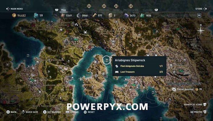 刺客教條 奧德賽 (Assassin's Creed Odyssey) 全水下地點位置地圖