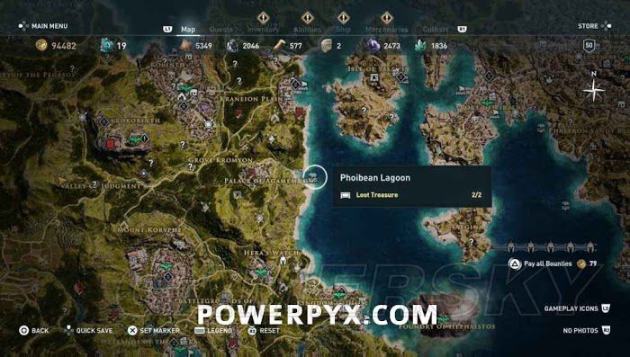 刺客教條 奧德賽 (Assassin's Creed Odyssey) 全水下地點位置地圖
