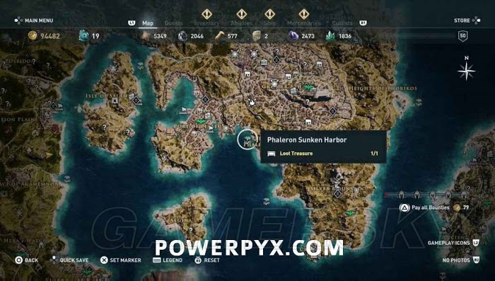 刺客教條 奧德賽 (Assassin's Creed Odyssey) 全水下地點位置地圖
