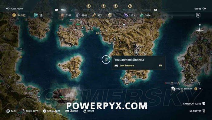 刺客教條 奧德賽 (Assassin's Creed Odyssey) 全水下地點位置地圖