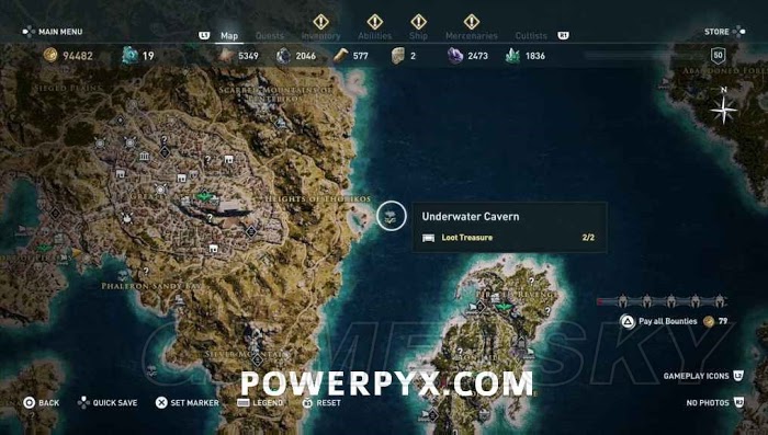 刺客教條 奧德賽 (Assassin's Creed Odyssey) 全水下地點位置地圖