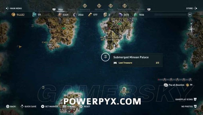 刺客教條 奧德賽 (Assassin's Creed Odyssey) 全水下地點位置地圖