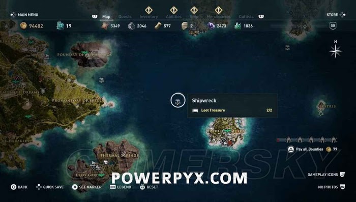 刺客教條 奧德賽 (Assassin's Creed Odyssey) 全水下地點位置地圖