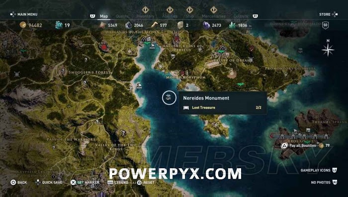 刺客教條 奧德賽 (Assassin's Creed Odyssey) 全水下地點位置地圖