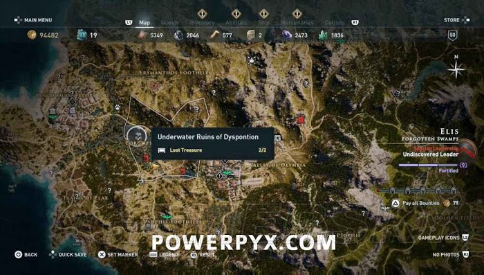 刺客教條 奧德賽 (Assassin's Creed Odyssey) 全水下地點位置地圖