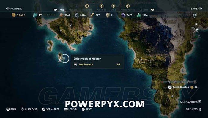 刺客教條 奧德賽 (Assassin's Creed Odyssey) 全水下地點位置地圖