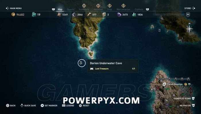 刺客教條 奧德賽 (Assassin's Creed Odyssey) 全水下地點位置地圖