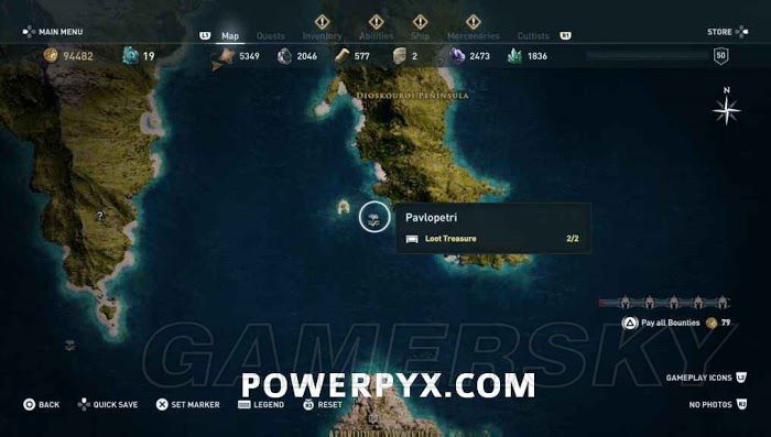 刺客教條 奧德賽 (Assassin's Creed Odyssey) 全水下地點位置地圖