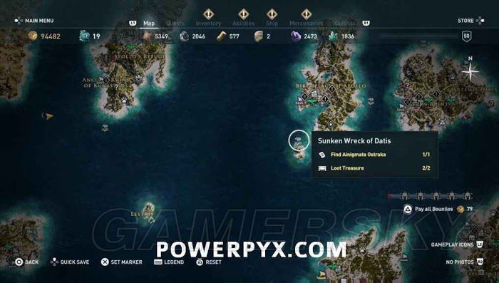 刺客教條 奧德賽 (Assassin's Creed Odyssey) 全水下地點位置地圖