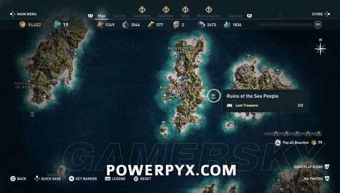 刺客教條 奧德賽 (Assassin's Creed Odyssey) 全水下地點位置地圖