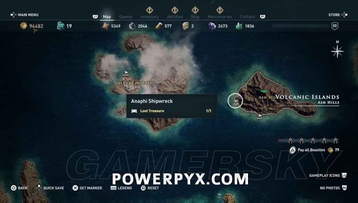 刺客教條 奧德賽 (Assassin's Creed Odyssey) 全水下地點位置地圖