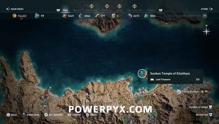 刺客教條 奧德賽 (Assassin's Creed Odyssey) 全水下地點位置地圖