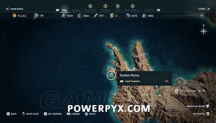 刺客教條 奧德賽 (Assassin's Creed Odyssey) 全水下地點位置地圖