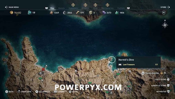 刺客教條 奧德賽 (Assassin's Creed Odyssey) 全水下地點位置地圖