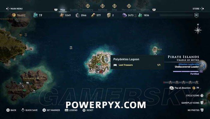 刺客教條 奧德賽 (Assassin's Creed Odyssey) 全水下地點位置地圖