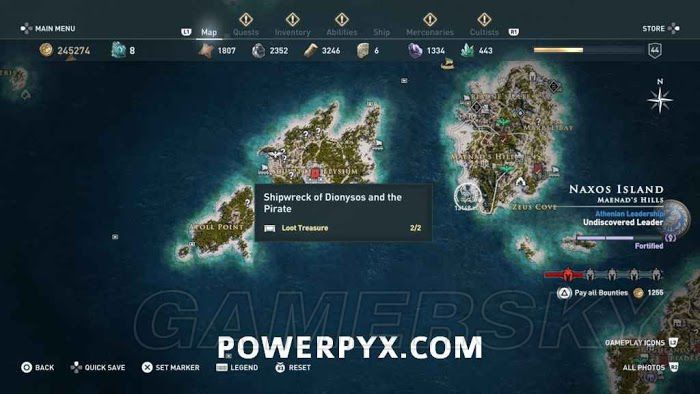 刺客教條 奧德賽 (Assassin's Creed Odyssey) 全水下地點位置地圖