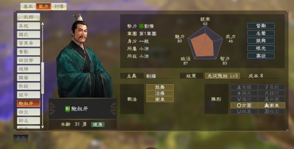 三國志14 (Sangokushi 14) DLC古武將面板資料分享