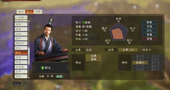 三國志14 (Sangokushi 14) DLC古武將面板資料分享