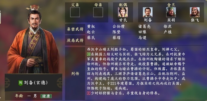 三國志14 (Sangokushi 14) 主要角色人物關係說明