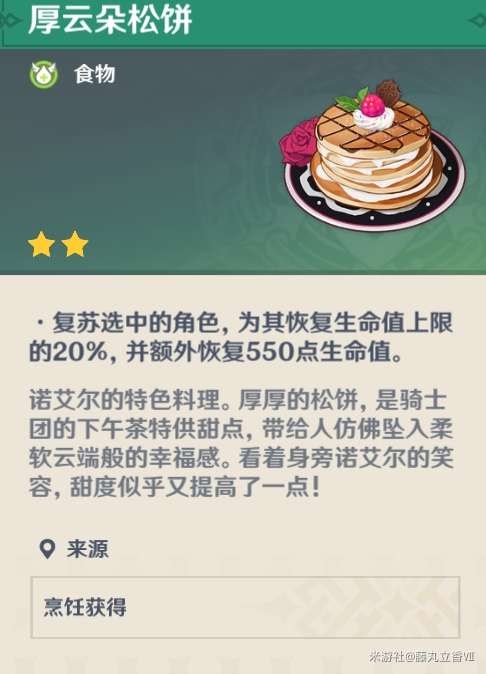 原神 (Genshin Impact) 各角色特色料理與普通料理效果對比