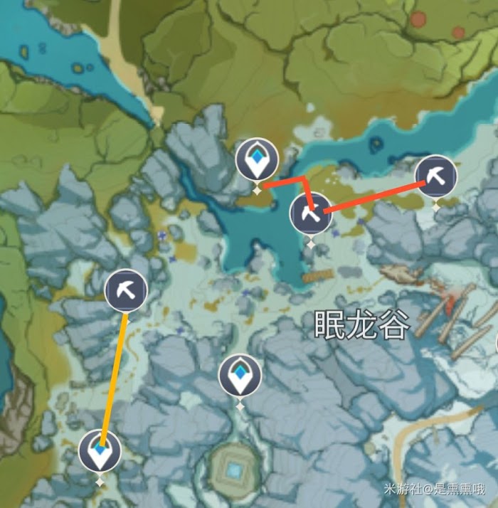 原神 (Genshin Impact) 龍脊雪山星銀礦石點位圖示