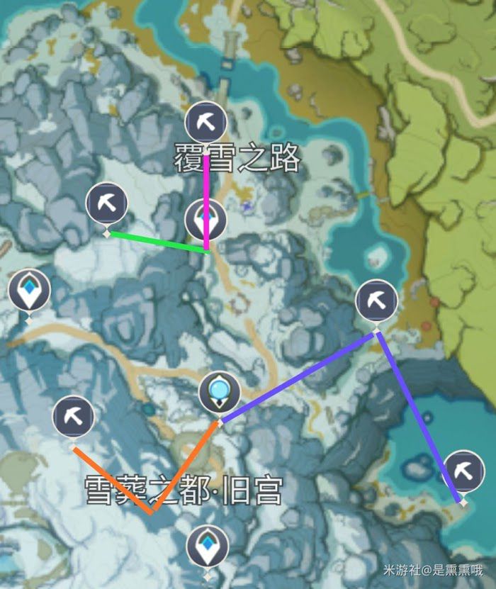 原神 (Genshin Impact) 龍脊雪山星銀礦石點位圖示