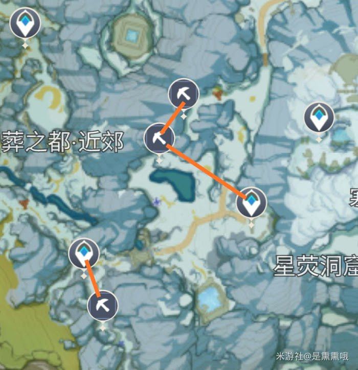 原神 (Genshin Impact) 龍脊雪山星銀礦石點位圖示