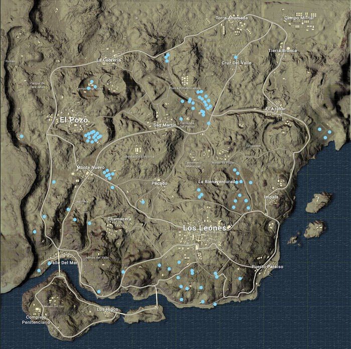 絕地求生 (Playerunknown's Battlegrounds) 沙漠地圖信號槍刷新位置