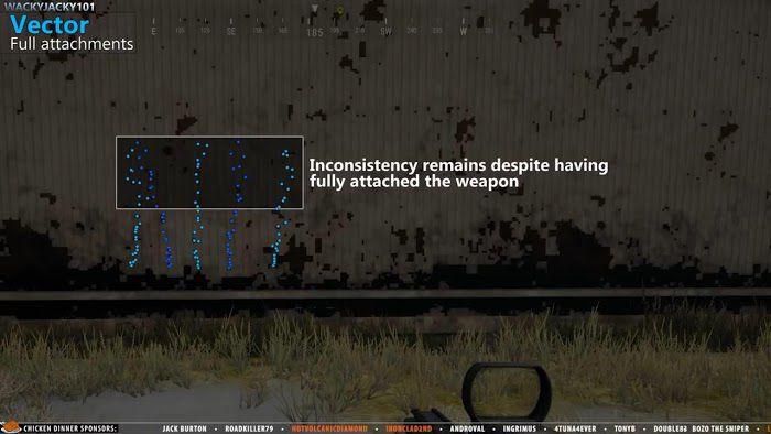 絕地求生 (Playerunknown's Battlegrounds) 滿配、無配件衝鋒槍後坐力對比