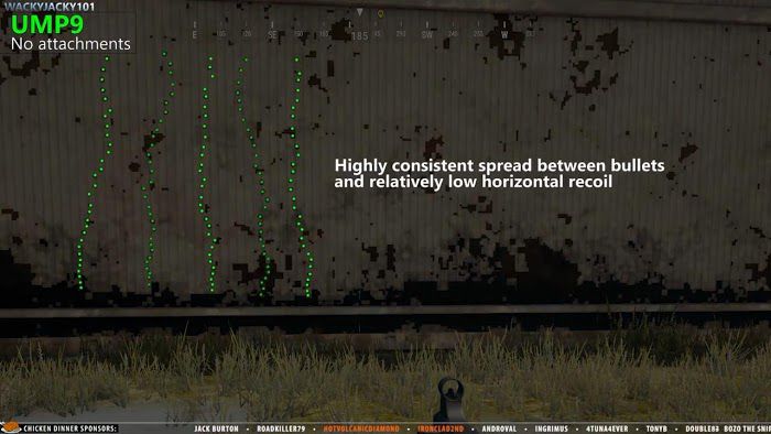 絕地求生 (Playerunknown's Battlegrounds) 滿配、無配件衝鋒槍後坐力對比