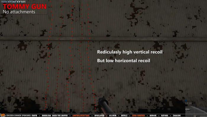 絕地求生 (Playerunknown's Battlegrounds) 滿配、無配件衝鋒槍後坐力對比