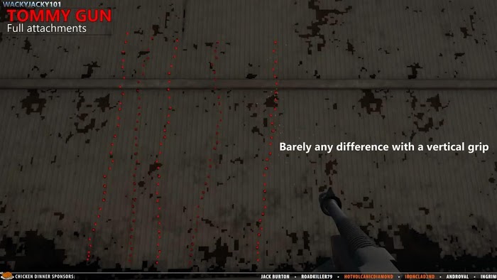 絕地求生 (Playerunknown's Battlegrounds) 滿配、無配件衝鋒槍後坐力對比