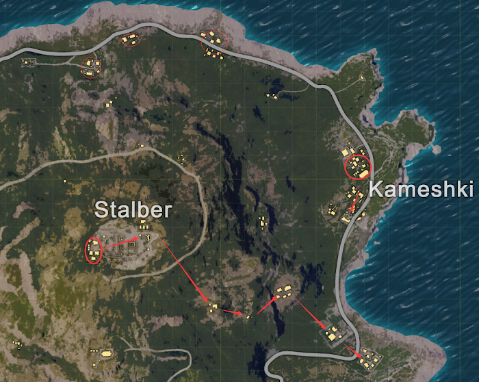 絕地求生 (Playerunknown's Battlegrounds) 四排開局降落點選擇與物資點推薦